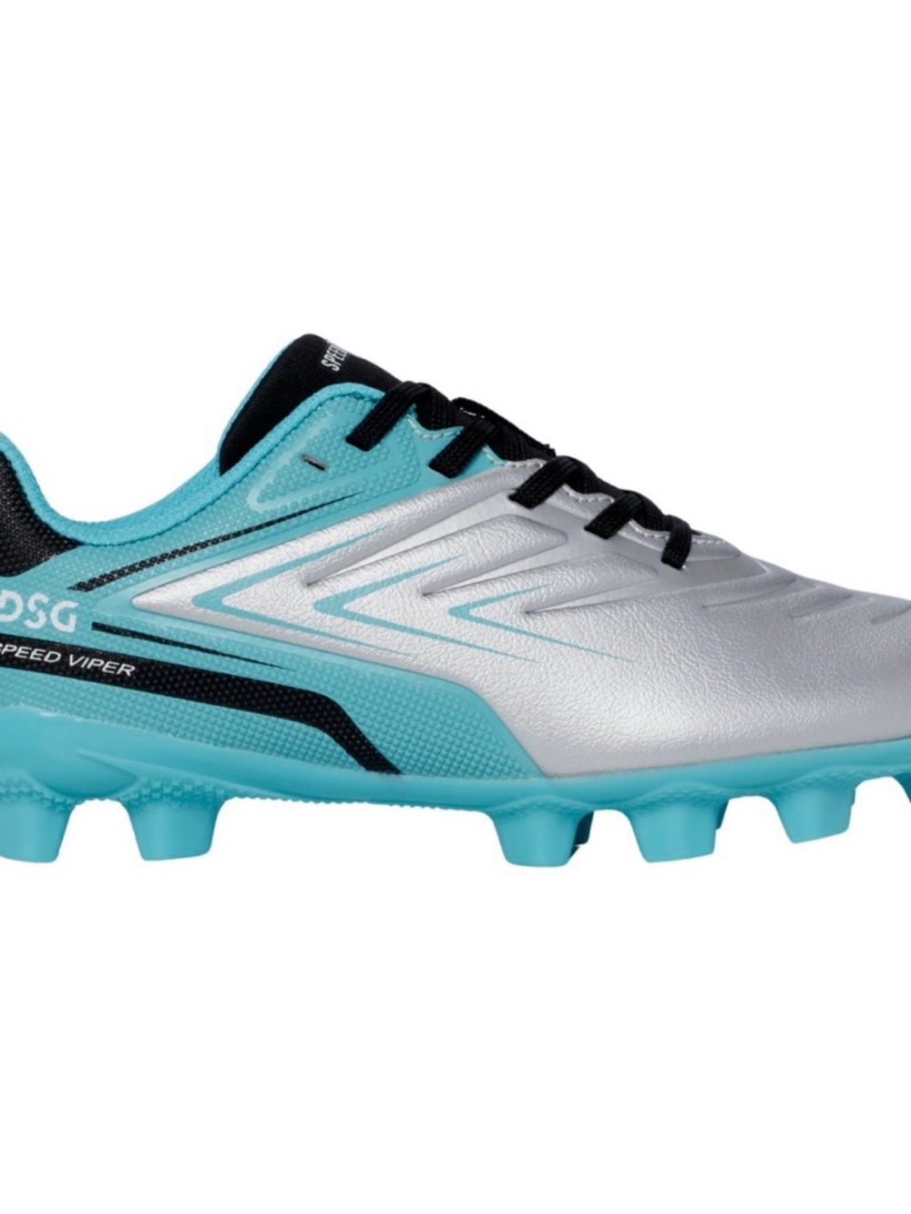 DSG Speed Viper Soccer Cleats in Silver and Aqua